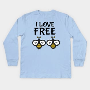 I Love "Free Bees" (Dark) Kids Long Sleeve T-Shirt